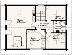 Rzut projektu bolesławice 15 dw - Poddasze