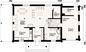 Rzut projektu chmielniki małe dw 57 - Parter