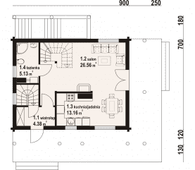 Rzut projektu świdnica mała dw 29 - Parter