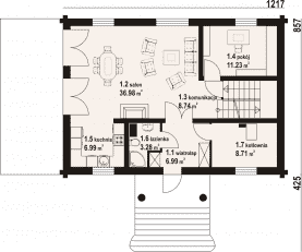 Rzut projektu bukowina 39 dw - Parter