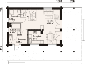 Rzut projektu świdnica 33 dw - Parter