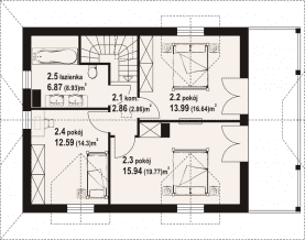 Rzut projektu świdnica 33 dw - Poddasze