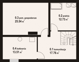 Rzut projektu ścinawka 9m - Piwnica