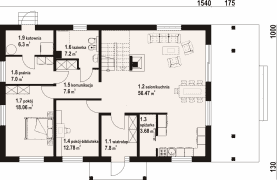 Rzut projektu milicz 53m - Parter