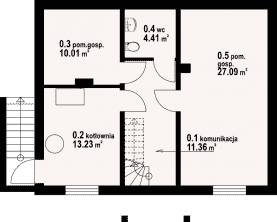 Rzut projektu miłków 19 dws - Piwnica