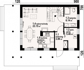 Rzut projektu świdnica mała dws 6 - Parter