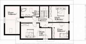 Rzut projektu osiek 45 dw - Poddasze