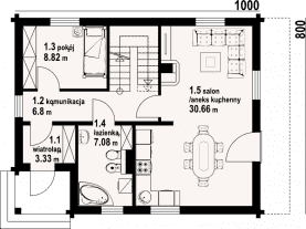 Rzut projektu bartne dw 15e - Parter