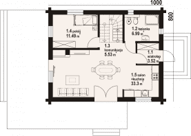 Rzut projektu gryfice 23 dw - Parter