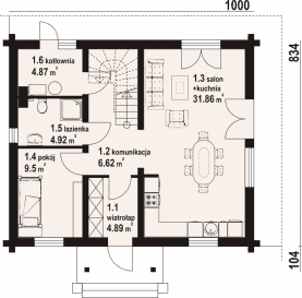 Rzut projektu dziekanowice 17 dw - Parter