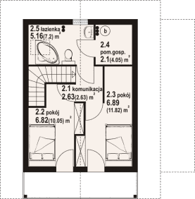 Rzut projektu gajówko 3 dws - Poddasze