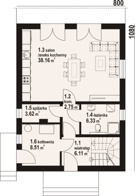 Rzut projektu gniazdowo a3 - Parter