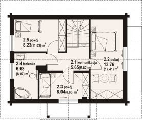 Rzut projektu hebdów aa 70 dw - Poddasze