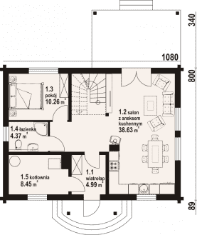 Rzut projektu hoczew średnia 13 dw - Parter