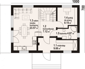 Rzut projektu żarki aa 70 dw - Parter