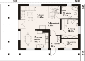 Rzut projektu świdnica 45 m - Parter