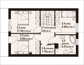 Rzut projektu bartkowo aa 70 dw - Poddasze