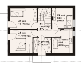 Rzut projektu miłowo 5m - Poddasze