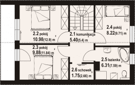 Rzut projektu bartkowo 5 kl - Poddasze