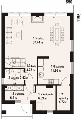 Rzut projektu gładyszów 14 - Parter