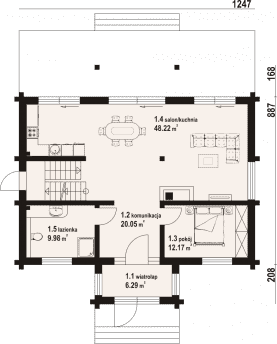 Rzut projektu bukowina 59 dw - Parter