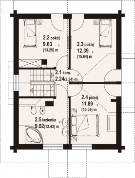 Rzut projektu rydzowo 43 dw - Poddasze