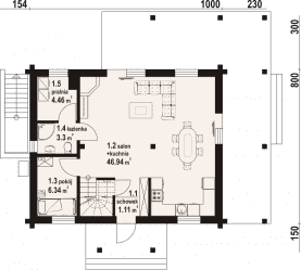 Rzut projektu modrzewo dw 39 - Parter