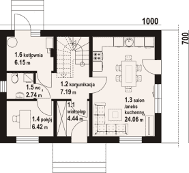 Rzut projektu miłowo bb 70 - Parter