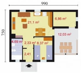 Rzut projektu BOGOTA dom letniskowy - Parter