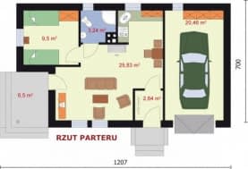 Rzut projektu BERGAMO dom letniskowy - Rzut parteru