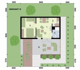 Rzut projektu MANAGUA dom letniskowy - Rzut przyziemia - WERSJA D