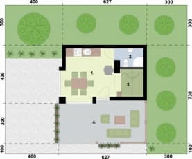 Rzut projektu PALMAS dom letniskowy - Rzut parteru