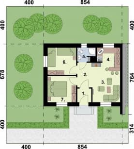 Rzut projektu LUBLANA 2 C dom mieszkalny (zabudowa szeregowa) - SEGMENT A - rzut przyziemia