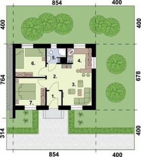 Rzut projektu LUBLANA 2 C dom mieszkalny (zabudowa szeregowa) - SEGMENT C - rzut przyziemia