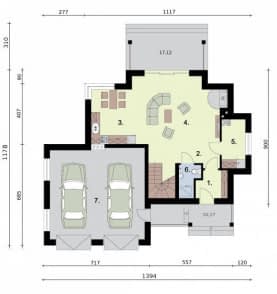 Rzut projektu BRUNEI szkielet drewniany - Rzut przyziemia