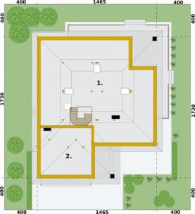 Rzut projektu ALEXANDRIA projekt domu z bali drewnianych - Rzut strychu