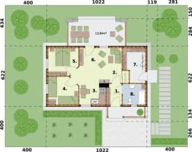 Rzut projektu LA PALMA C szkielet drewniany, dom mieszkalny, całoroczny - Rzut przyziemia