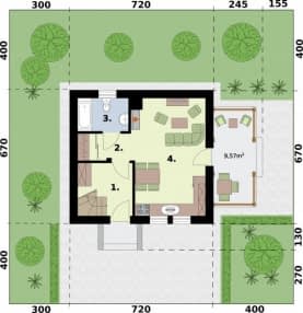 Rzut projektu ORLEAN 2 C dom mieszkalny, całoroczny - Rzut przyziemia