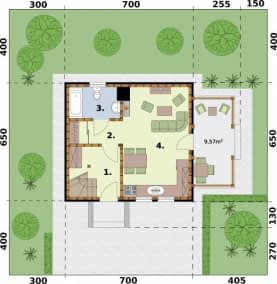 Rzut projektu ORLEAN 2 C dom mieszkalny, całoroczny szkielet drewniany - Rzut przyziemia