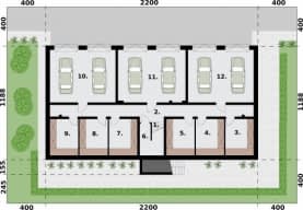 Rzut projektu SAN PEDRO - budynek wielorodzinny - Rzut przyziemia