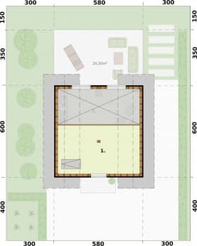 Rzut projektu LIDO 2 A OC szkielet drewniany letniskowy, ocieplony na zgłoszenie do 35m2 - Rzut poddasza nieużytkowego