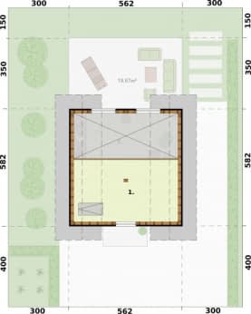 Rzut projektu LIDO A szkielet drewniany dom letniskowy na zgłoszenie do 35 m2 - Rzut strychu/poddasza nieużtykowego