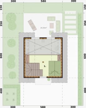 Rzut projektu LIDO 2 C szkielet drewniany dom mieszkalny, całoroczny z antresolą - Rzut poddasza