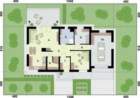 Rzut projektu TRYPOLIS 3 szkielet drewniany EKO - z pompą ciepła i wentylacją mechaniczną - Rzut przyziemia