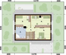 Rzut projektu TRYPOLIS 5  szkielet drewniany - Rzut poddasza