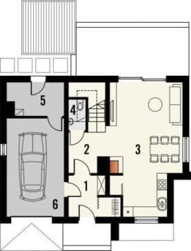 Rzut projektu Murano S z garażem - Parter