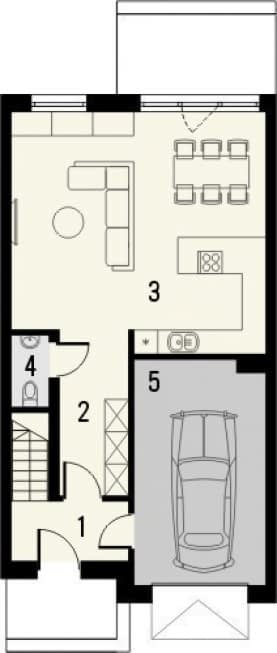 Rzut projektu Mieszko 4 z garażem - Parter