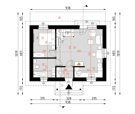 Rzut projektu D67 - Paulinka WT2021 I - Parter