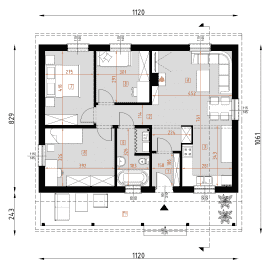 Rzut projektu D49 - Maurycy wersja drewniana WT2021 - Parter