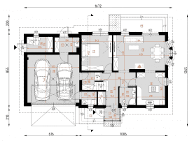 Rzut projektu D186 - wersja drewniana WT2021 - Parter